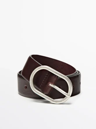 Ceinture en cuir nappa avec boucle ovale
