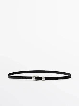 Ceinture en cuir nappa avec boucle ovale