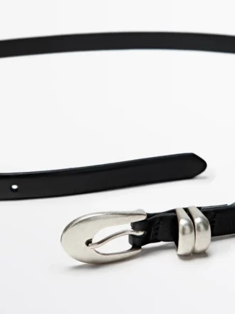 Ceinture en cuir nappa avec boucle ovale