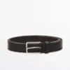 Ceinture en cuir nappa avec boucle rectangulaire Ceinture en cuir nappa avec boucle rectangulaire