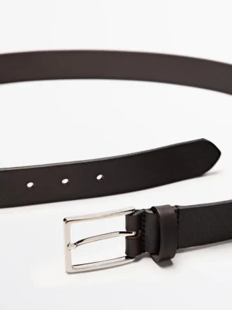 Ceinture en cuir nappa avec boucle rectangulaire