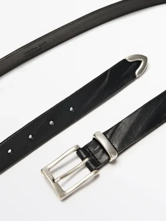 Ceinture en cuir nappa avec détail à l&rsquo;extrémité