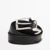 Ceinture en cuir nappa avec détail à l’extrémité Ceinture en cuir nappa avec détail à l’extrémité