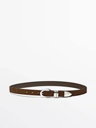 Ceinture en cuir nappa avec détail métallique