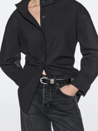 Ceinture en cuir nappa avec détail métallique