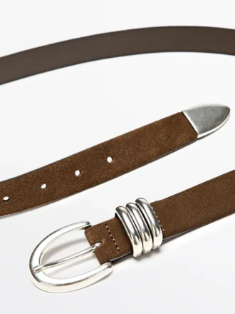 Ceinture en cuir nappa avec détail métallique