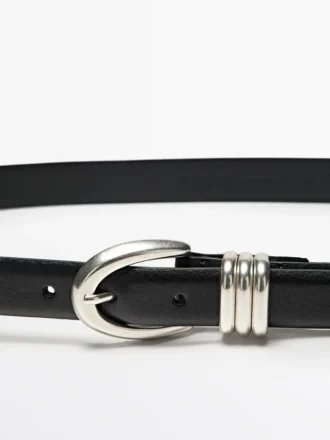 Ceinture en cuir nappa avec détail métallique