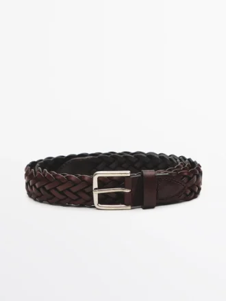 Ceinture en cuir nappa tressé
