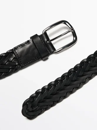 Ceinture en cuir nappa tressé