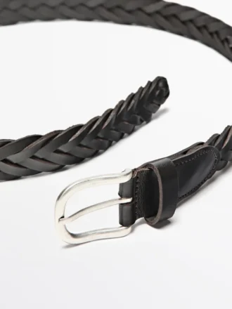 Ceinture en cuir nappa tressé