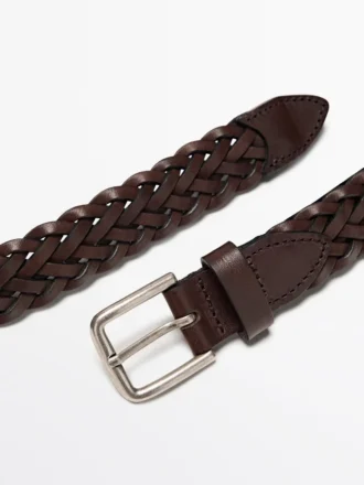Ceinture en cuir nappa tressé