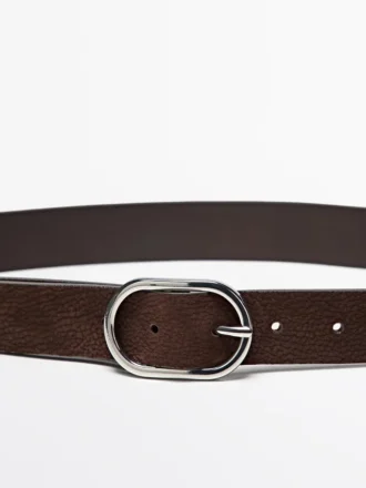 Ceinture en cuir nubuck avec boucle ovale