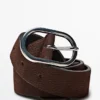 Ceinture en cuir nubuck avec boucle ovale Ceinture en cuir nubuck avec boucle ovale