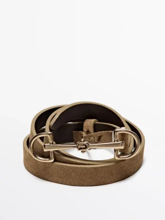 Ceinture en cuir suédé fendu de style Equestrian