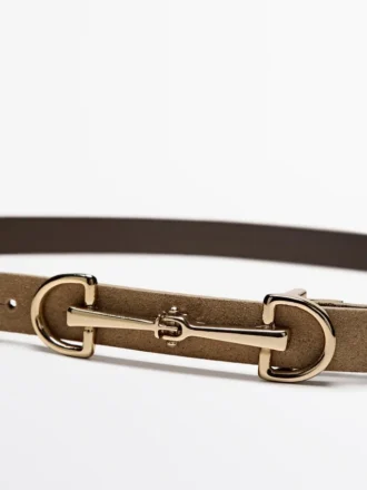 Ceinture en cuir suédé fendu de style Equestrian