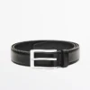 Ceinture élégante en cuir nappa avec surpiqûres Ceinture élégante en cuir nappa avec surpiqûres
