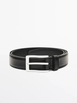 Ceinture élégante en cuir nappa avec surpiqûres