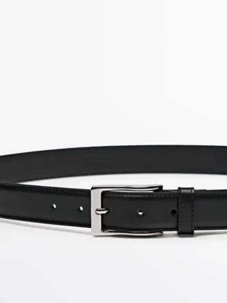 Ceinture élégante en cuir nappa avec surpiqûres