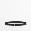 Ceinture élégante en cuir nappa avec surpiqûres Ceinture élégante en cuir nappa avec surpiqûres