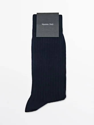 Chaussettes en mélange de coton à bords-côtes