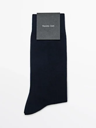 Chaussettes unies en maille de coton mélangé