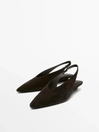 Chaussures à bride arrière en cuir suédé refendu
