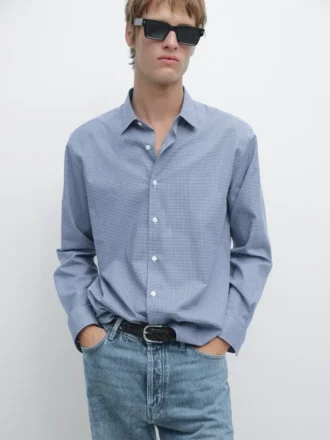 Chemise 100 % coton à carreaux, coupe classique