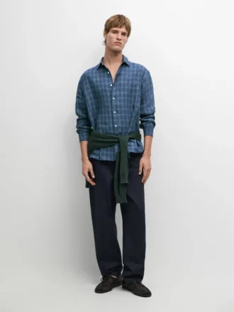 Chemise à carreaux 100 % lin