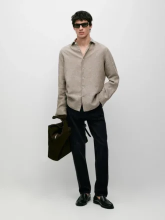 Chemise à carreaux 100 % lin