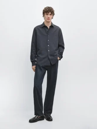 Chemise coupe classique en mélange de lin