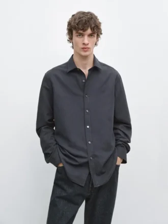 Chemise coupe classique en mélange de lin