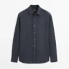 Chemise coupe classique en mélange de lin Chemise coupe classique en mélange de lin