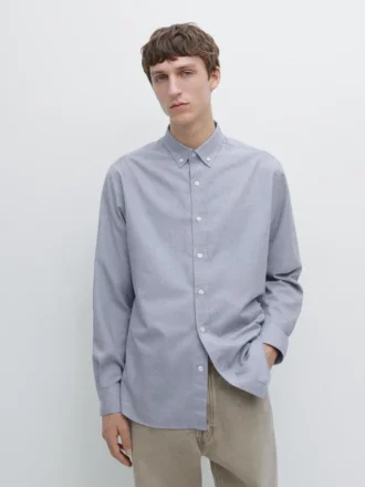 Chemise en coton chiné à coupe classique