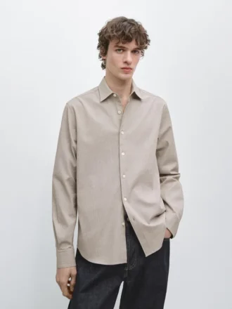 Chemise en coton mélangé à motif pied-de-poule
