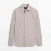 Chemise en coton mélangé à motif pied-de-poule Chemise en coton mélangé à motif pied-de-poule
