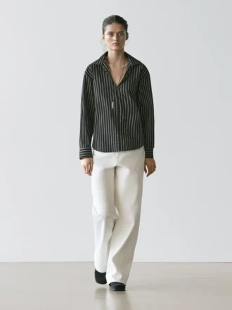 Chemise en coton mélangé à rayures