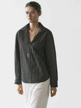 Chemise en coton mélangé à rayures