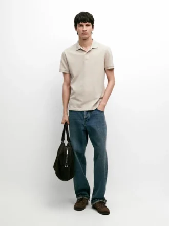 Chemise en coton piqué micro-texturé