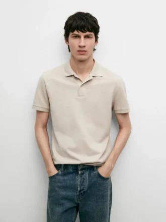 Chemise en coton piqué micro-texturé