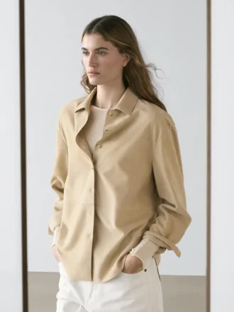 Chemise en cuir suédé
