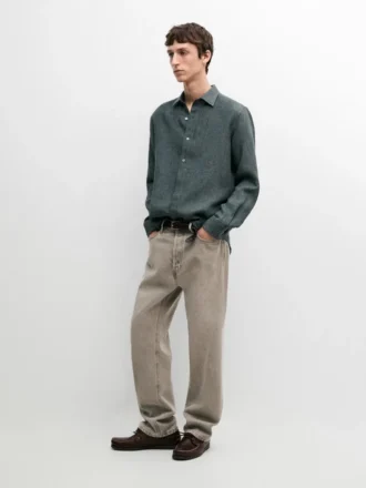 Chemise en lin avec patte de boutonnage