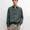 Chemise en lin avec patte de boutonnage