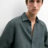 Chemise en lin avec patte de boutonnage