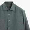 Chemise en lin avec patte de boutonnage