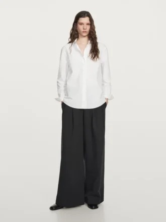 Chemise en popeline avec boutons cachés