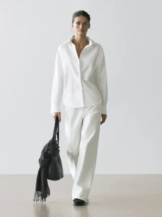 Chemise en popeline de coton avec pinces