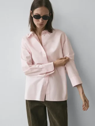 Chemise en popeline et coton mélangé