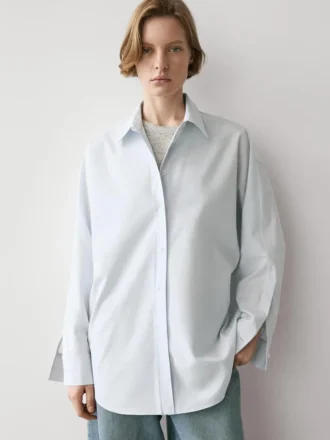 Chemise en popeline et coton mélangé