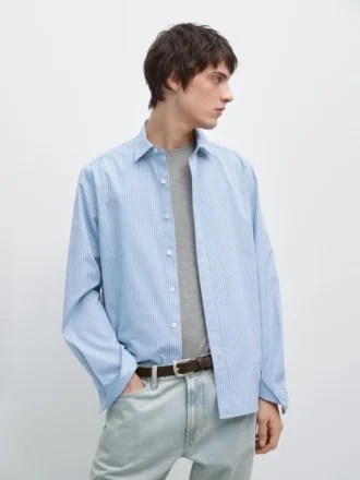 Chemise en popeline rayée 100 % coton