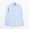 Chemise en popeline rayée 100 % coton Chemise en popeline rayée 100 % coton